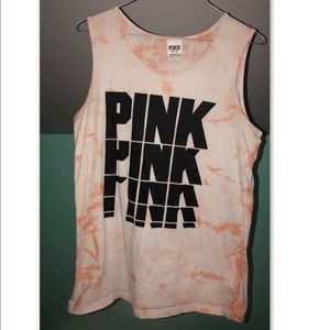 orange tie dyed muscle tee shirt